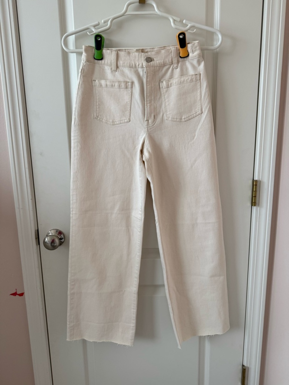 Madewell Cream perfect vintage Wide-Leg Jeans with Front Patch Pockets